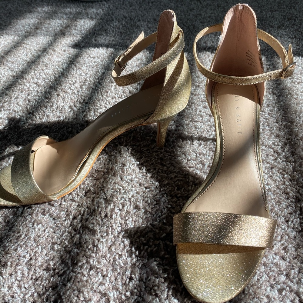 gold glitter heels